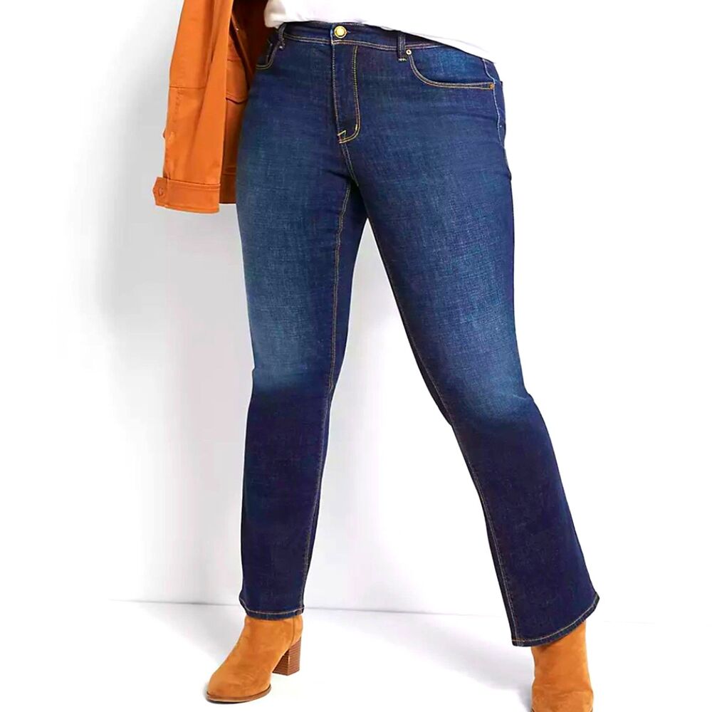 Seven7 Women's Plus Size 22 Dark Wash Denim Boot cut Mid Rise Jean